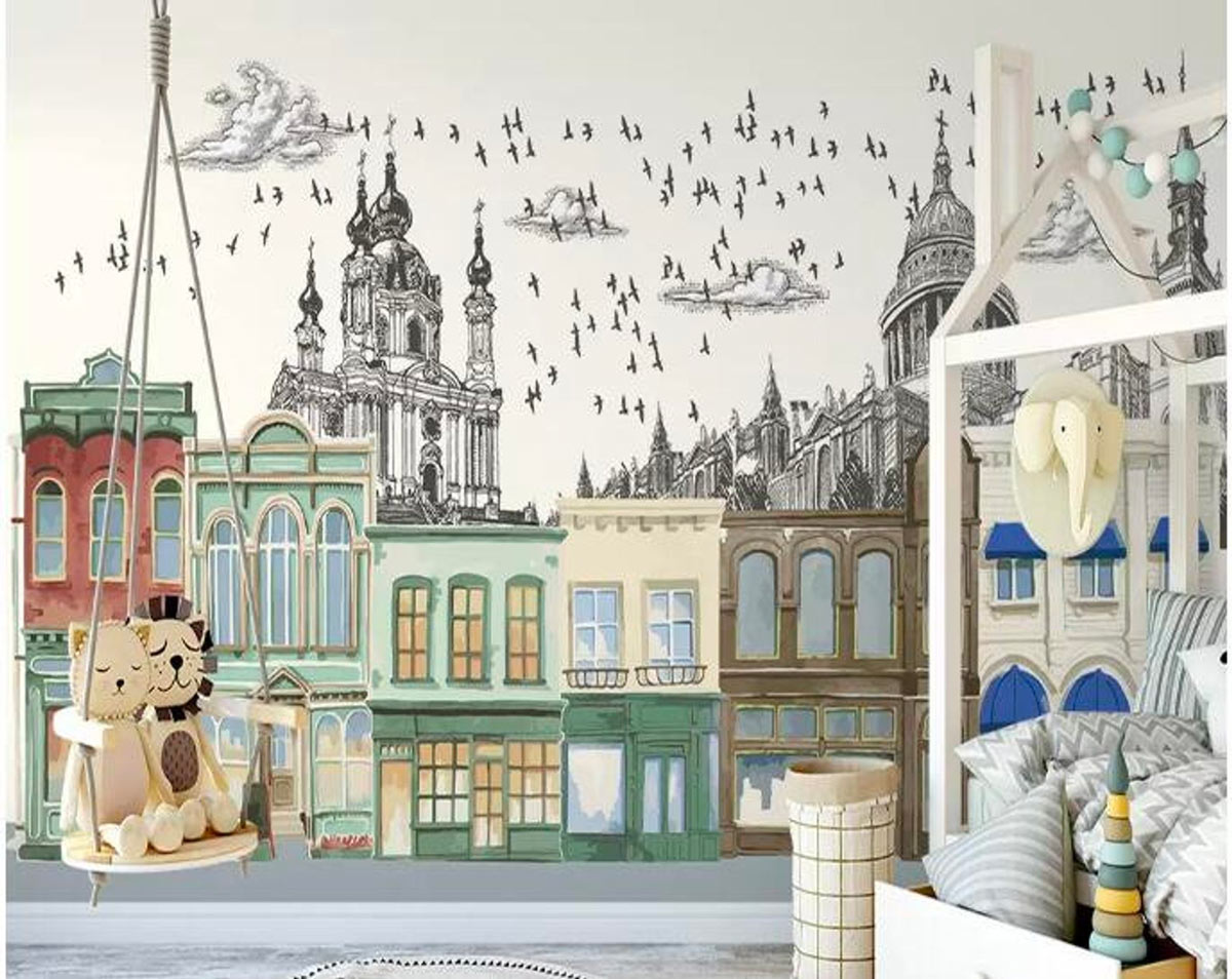 décorer les murs d'une chambre d'enfant avec du papier peint